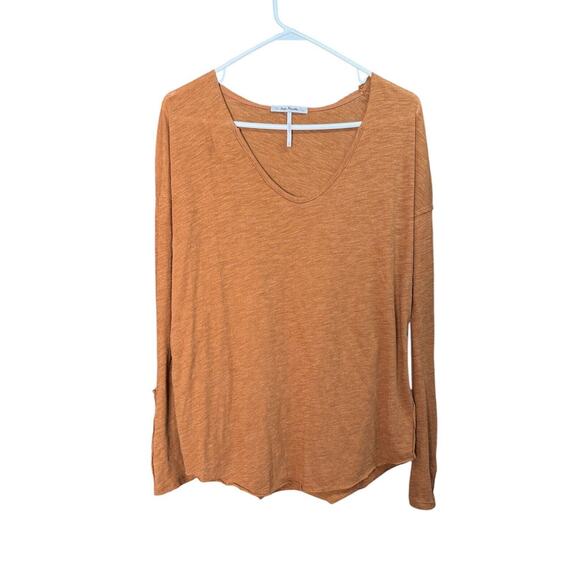 Free People Womens Sienna Snap Long Sleeve Shirt Rusty Orange Top, Size XS - Picture 1 of 8